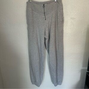 Aerie Light Gray Corset Zip Up Joggers Sweatpants Small Comfy Lounge Pants